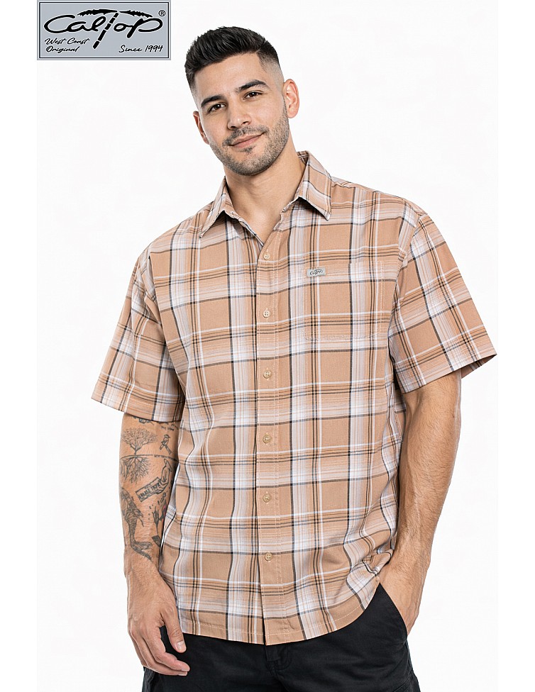 1000 S/S Plaid Color Base : Khaki-White